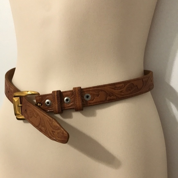 Vintage Wesco Tan Southwest Tool Embossed Top Grain Cowhide Leather Belt 24 - Picture 3 of 10